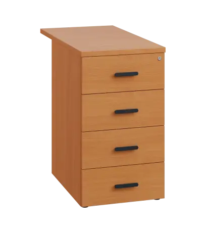 LKC 2 - 81 kontejner přístavný, 4-zásuvkový, deska 25 mm, centrální zámek, buk Royal